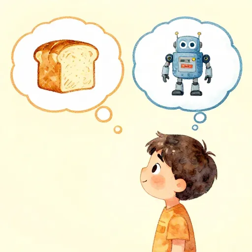 Ilustración de un niño distinguiendo entre necesidades y deseos.