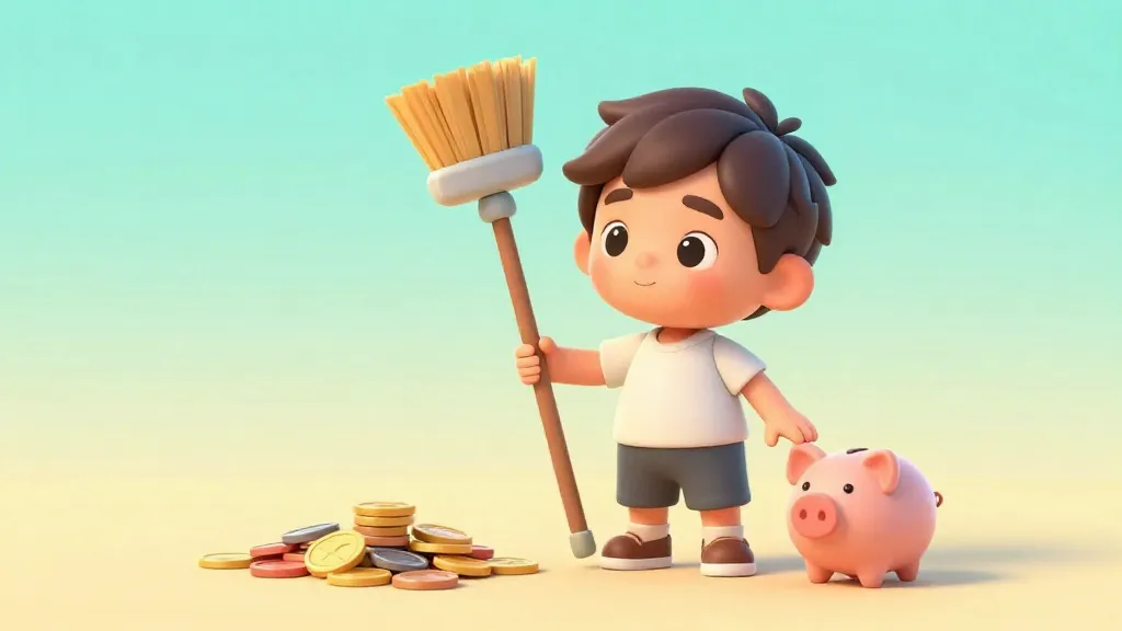 Un niño evaluando las opciones de hacer tareas por dinero.