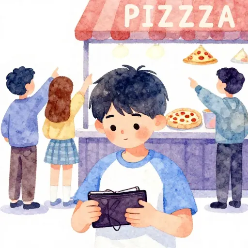 Un adolescente aprendiendo a presupuestar su paga mensual.