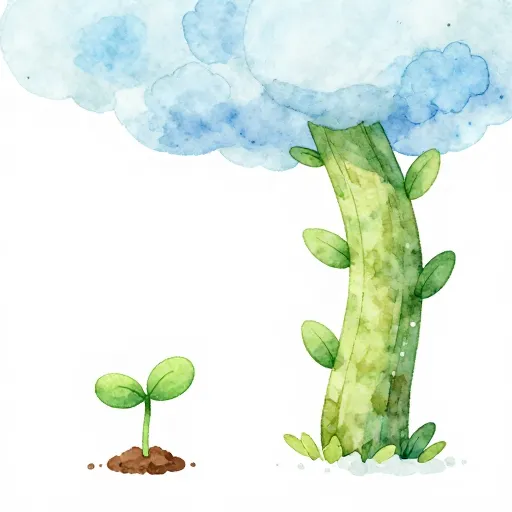 Una planta de habichuelas mágicas creciendo exponencialmente hacia lo alto