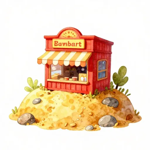 Un restaurante sentado sobre una pila de oro.