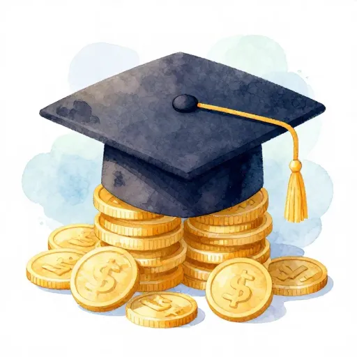 Un birrete de graduación sobre una pila de monedas