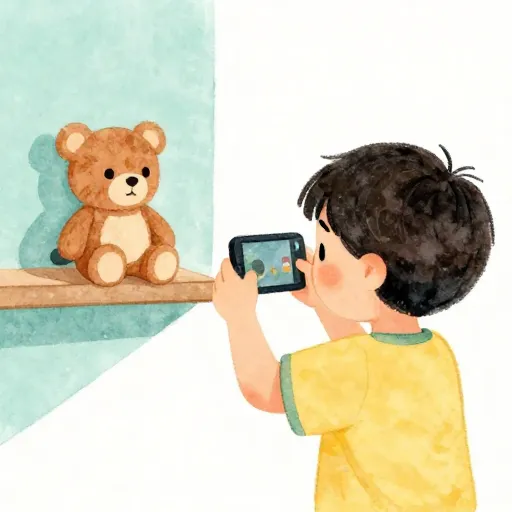 Un niño haciendo una foto a un juguete para pensarlo más tarde.