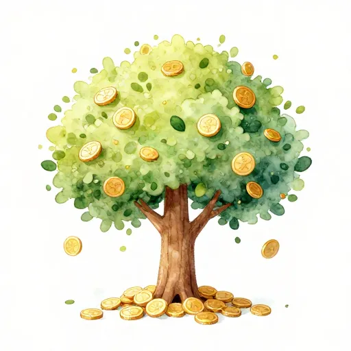 A coin tree representing growing savings