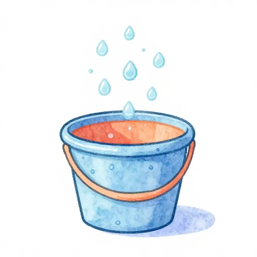 Una ilustración de un cubo con fugas que representa los gastos.