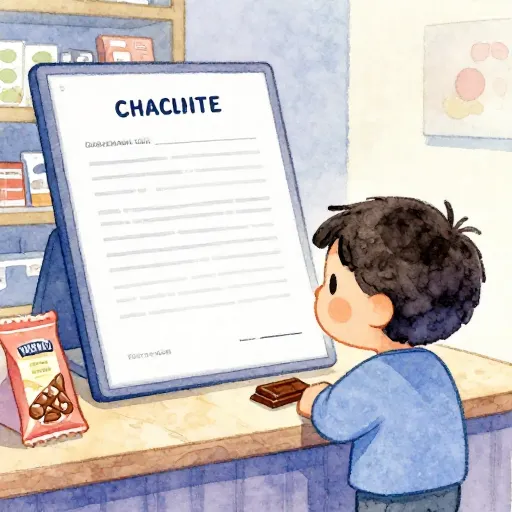 Un niño mirando un contrato por una tableta de chocolate