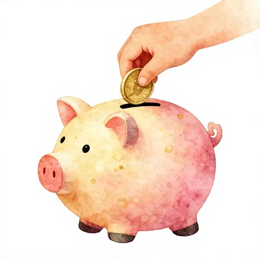 Mano de un niño metiendo una moneda en una hucha