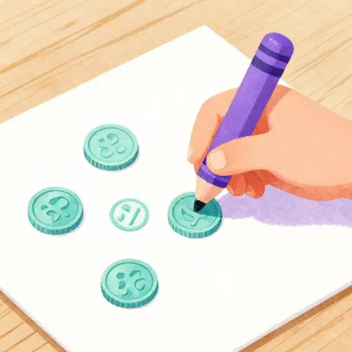 Un niño calcando monedas con una cera