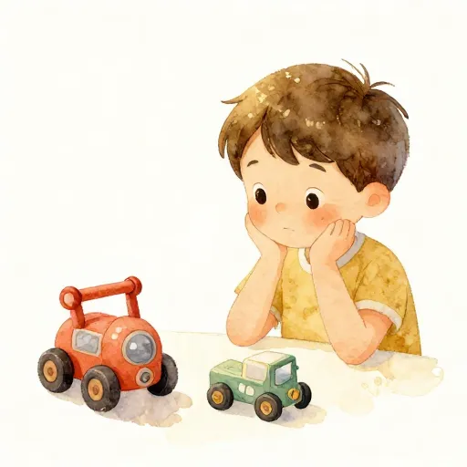 Un niño eligiendo entre dos artículos.