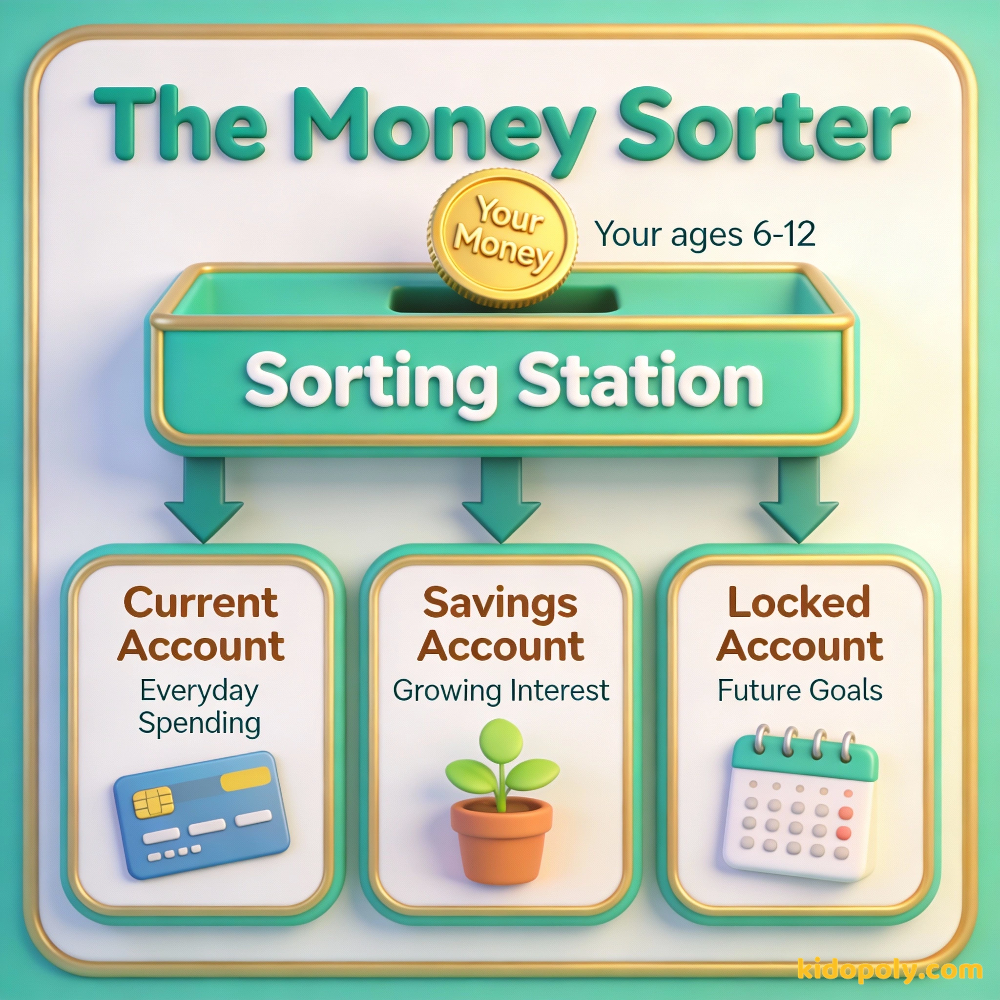 Una infografía que muestra cómo se clasifica el dinero en cuentas corrientes, de ahorros y cuentas bloqueadas