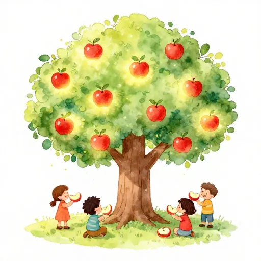 Un manzano mágico que representa diferentes tipos de impuestos.