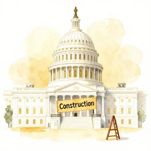 El edificio del Capitolio de los EE. UU. con señales de construcción.