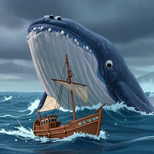 Giant Whale Sinks the Essex Whaling Ship