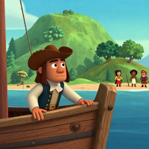 Henry Hudson Explores Manhattan Island