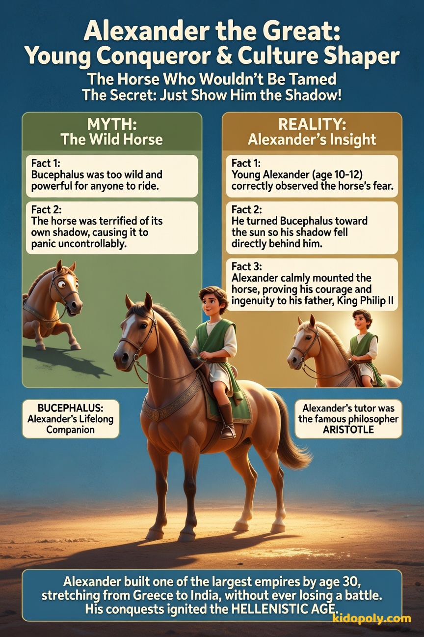 A young boy confidently riding a large, spirited but friendly horse in an open, sunny area.