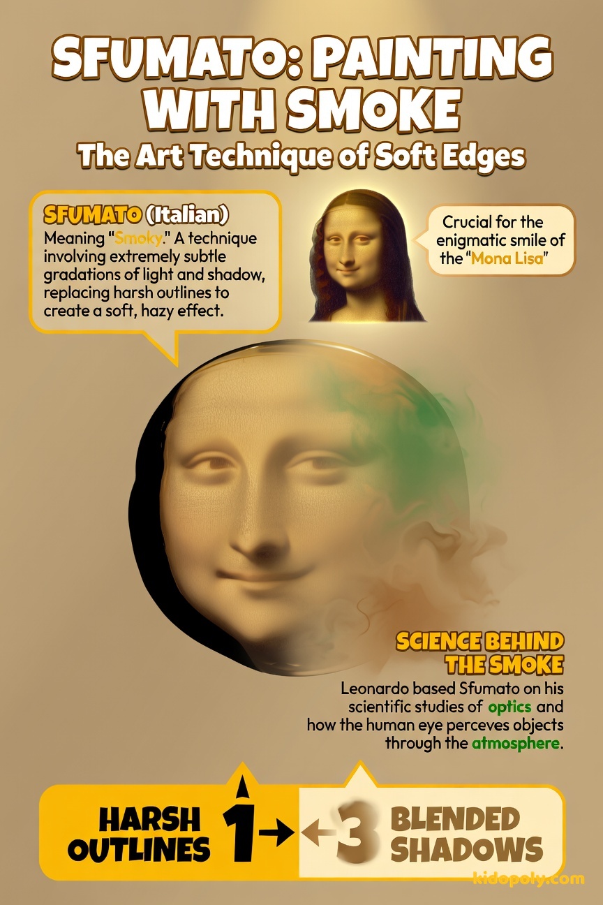 A magnified close-up of the corner of the Mona Lisa's mouth showing an almost invisible blend between light and shadow.